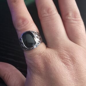 Silver Black Onyx Signet Ring - Classic Statement